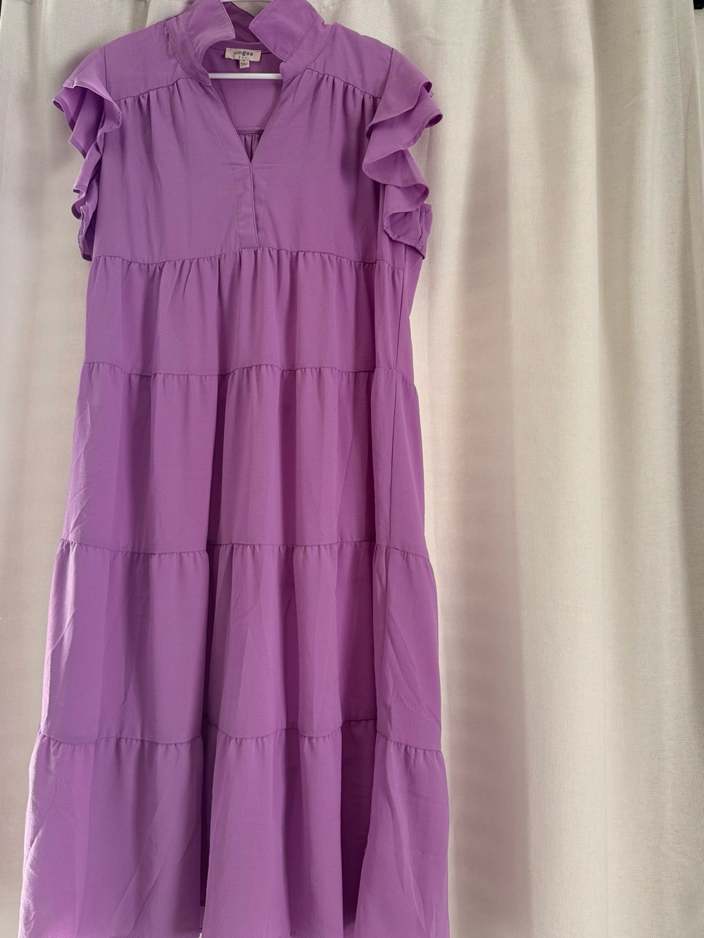 Girls' Lavender Tiered Ruffle Dress